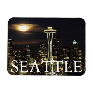 Washington, Seattle, Skyline at night from Kerry 2 Magnet