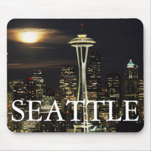 Washington, Seattle, Skyline at night from Kerry 2 Mouse Mat