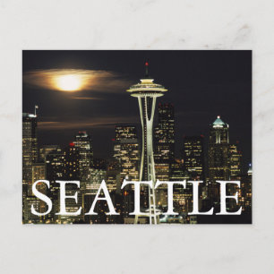 Washington, Seattle, Skyline at night from Kerry 2 Postcard