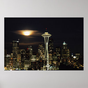 Washington, Seattle, Skyline at night from Kerry 2 Poster