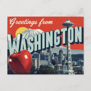 Washington Seattle Space Needle Apple Postcard