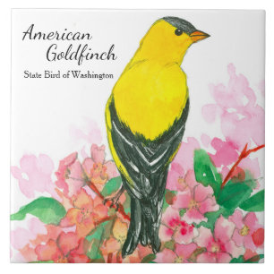 Washington Souvenir American Goldfinch Yellow Tile