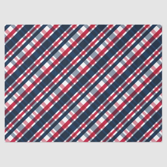 Washington Sports Fan Blue White Red Plaid Tissue Paper (Front)