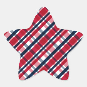 Washington Sports Fan Red White Blue Plaid Star Sticker