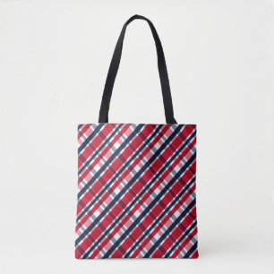 Washington Sports Fan Red White Blue Plaid Tote Bag