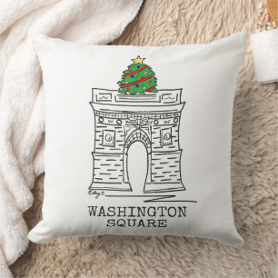 Washington Square Arch Tree NYC Christmas Holiday Cushion