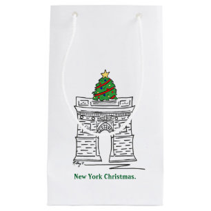 Washington Square New York City NYC Christmas Tree Small Gift Bag