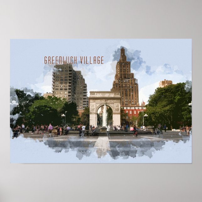 Washington Square Park Greenwich Village with TEXT Poster (Front)