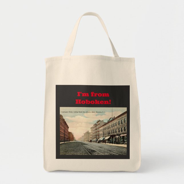 Washington St., Hoboken, New Jersey Vintage Tote Bag (Front)