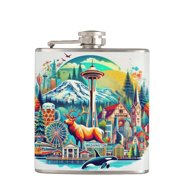 Washington State Adventure Flask (Front)