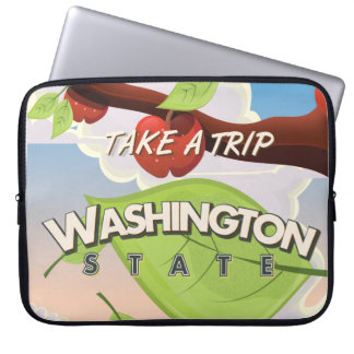 Washington State Apple tree Travel Poster Cartoon. Laptop Sleeve