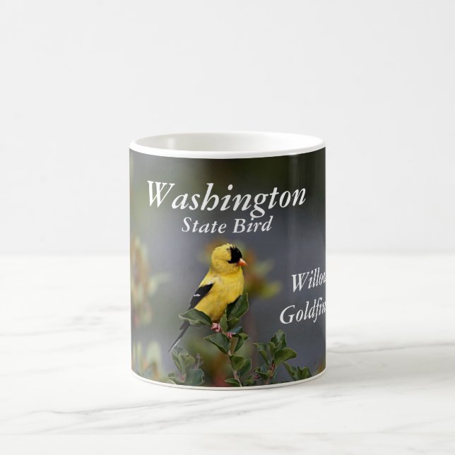 Washington state bird willow goldfinch coffee mug (Center)