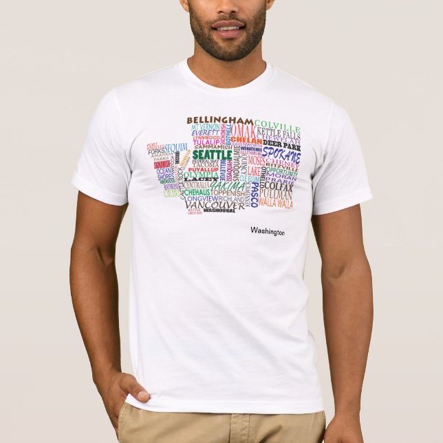 Washington State City Map T-Shirt (Front)