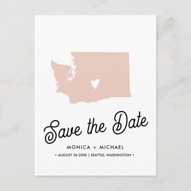 WASHINGTON State Destination Wedding ANY COLOR   Announcement Postcard (Front)