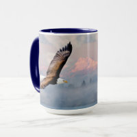 Washington State Eagle Over Olympic Mountains Blue