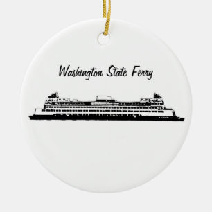 Washington State Ferry Ceramic Tree Decoration