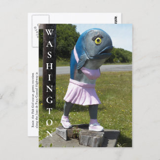 Washington State Fish Girl Statue Travel Postcard