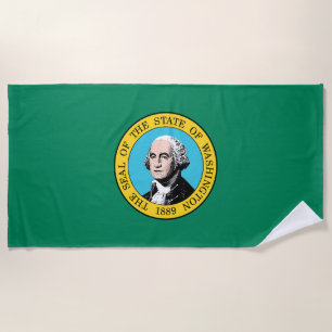 Washington State Flag Beach Towel