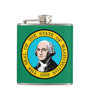 Washington State Flag Design Hip Flask