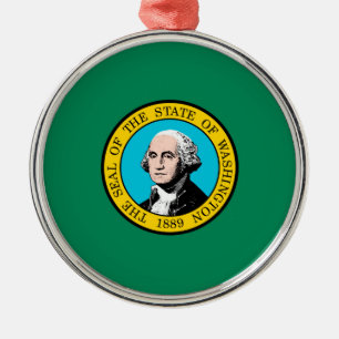 Washington State Flag Design Metal Tree Decoration