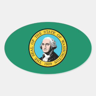 Washington State flag Oval Sticker