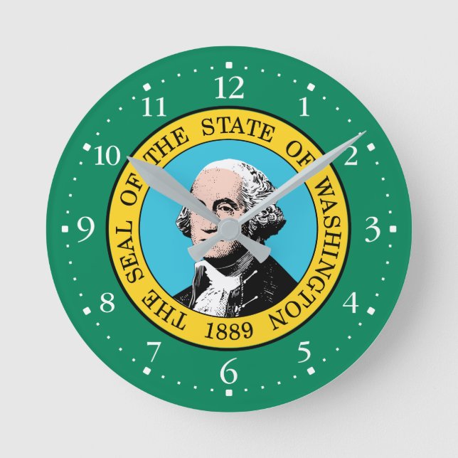 Washington State Flag Round Clock (Front)