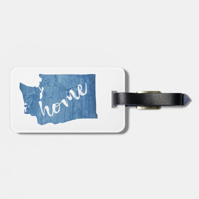 Washington State Home Wood Grain Luggage Tag (Back Horizontal)