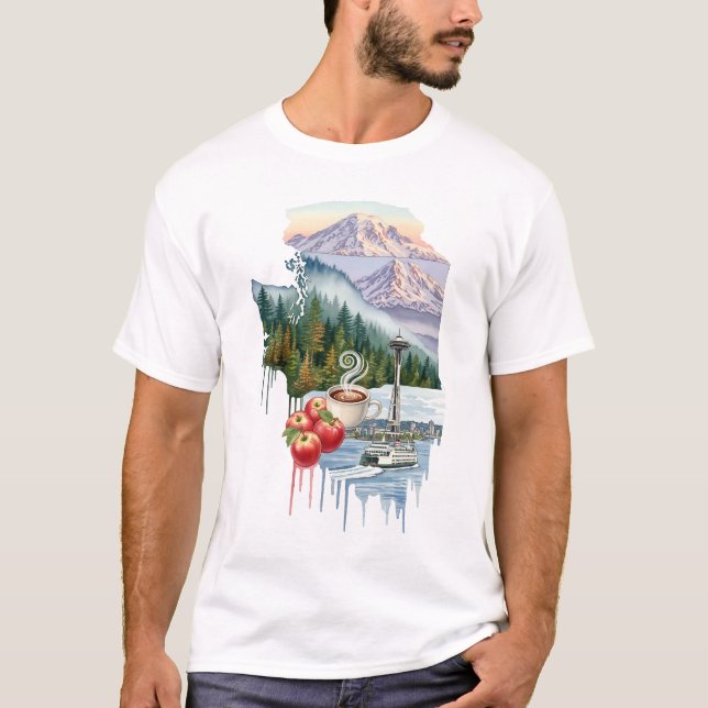 Washington State Icons Unisex Tee (Front)
