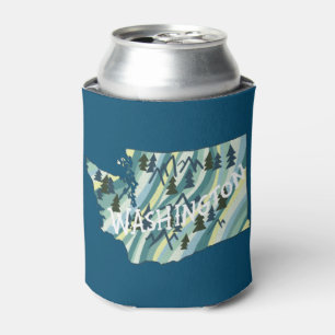 Washington State Illustrated Map Can Cooler