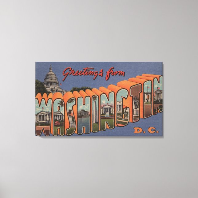 Washington (State) - Large Letter Scenes 2 Canvas Print (Front)