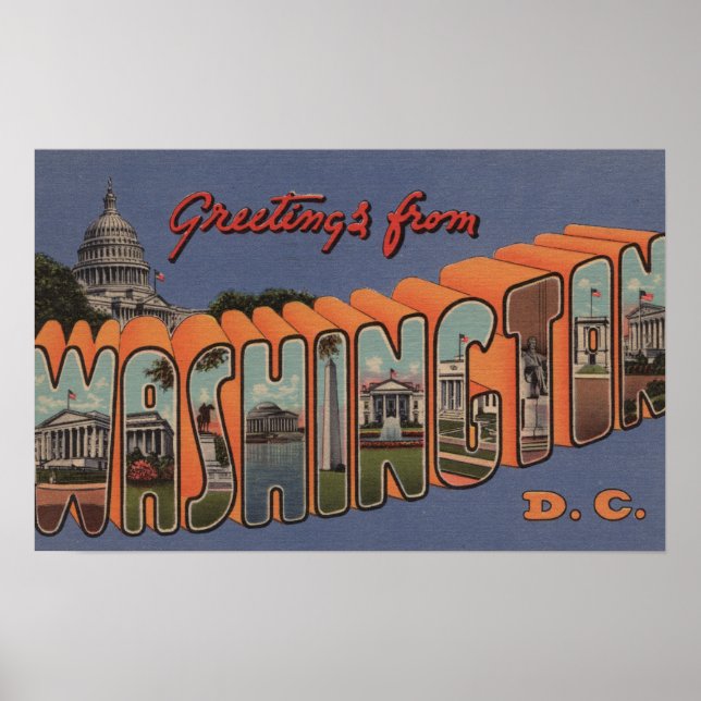 Washington (State) - Large Letter Scenes 2 Poster (Front)
