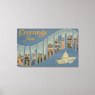 Washington (State) - Large Letter Scenes 4 Canvas Print