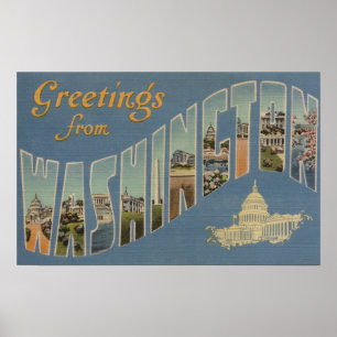 Washington (State) - Large Letter Scenes 4 Poster