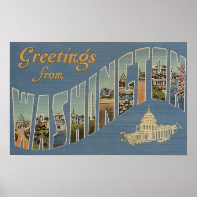 Washington (State) - Large Letter Scenes 4 Poster (Front)