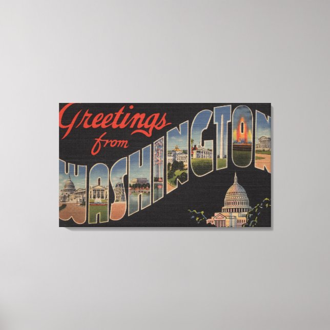 Washington (State) - Large Letter Scenes Canvas Print (Front)