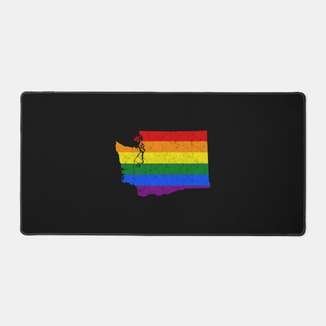 Washington State Lgbt Rainbow Flag Desk Mat (Front)