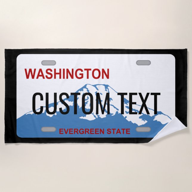 Washington State license plate custom design Beach Towel (Front)