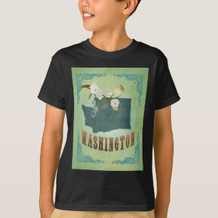 Washington State Map – Green T-Shirt