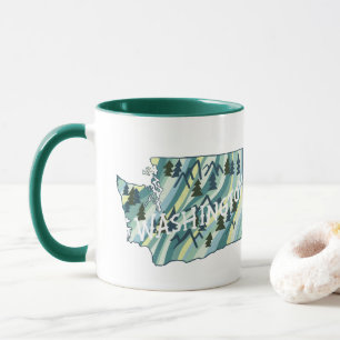 Washington State Map Illustration Mug