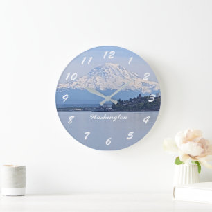 Washington State Mount Rainier and Puget Sound Large Clock