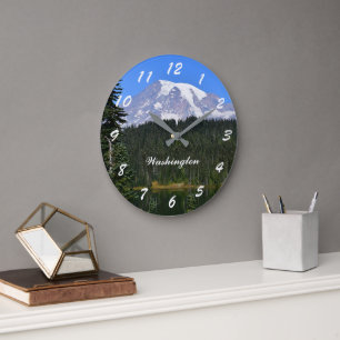 Washington State Mount Rainier Photo Large Clock