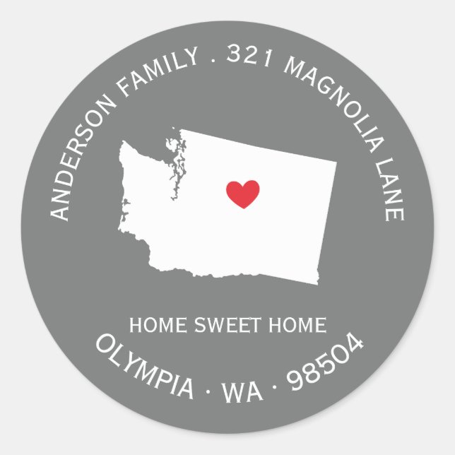 WASHINGTON State | New Home Address Label Sticker (Front)