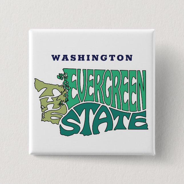 Washington State Nickname Word Art 15 Cm Square Badge (Front)