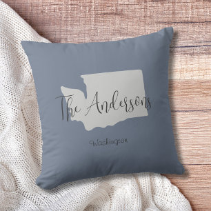 Washington State Outline Minimal Throw Pillow