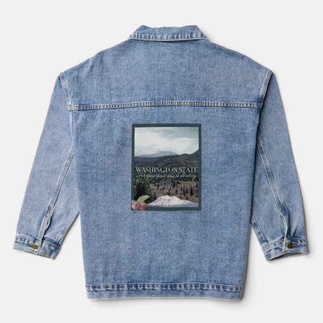 Washington State Poster Art Denim Jacket (Back)