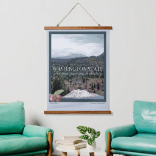 Washington State Poster Art Hanging Tapestry