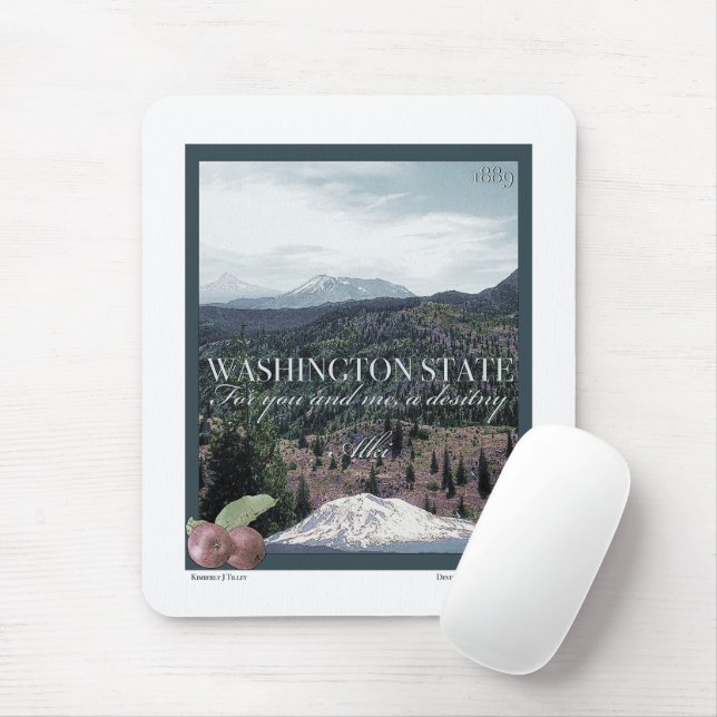 Washington State Poster Art Mouse Mat (With Mouse)