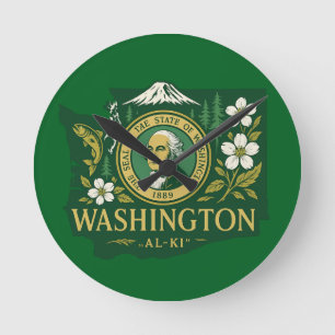  Washington state pride Round Clock