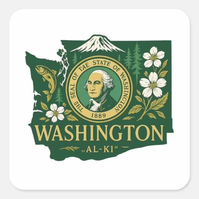  Washington state pride Square Sticker (Front)
