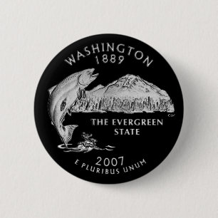 Washington State Quarter Black 6 Cm Round Badge